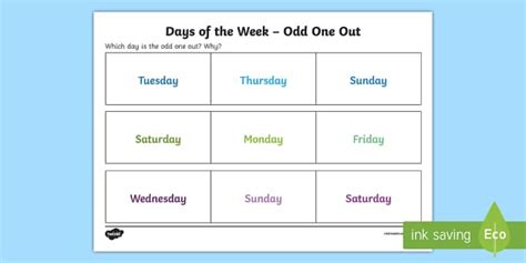 Odd Days Of The Week .